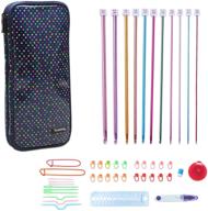 🌈 compact and colorful teamoy aluminum tunisian crochet set: 11pcs 2mm to 8mm afghan hooks, accessories, and case - easy to carry logo