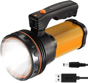 img 4 attached to 🔦 CSNDICE 35W Rechargeable Handheld Flashlights: Ultimate 9000 Lumens Spotlight for Home and Outdoor Use - Waterproof, USB Output, Gold