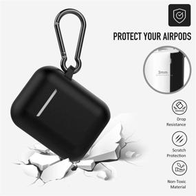 img 3 attached to 🖤 Premium Black Coffea Silicone Case with Keychain for Apple AirPods 2 - Ultimate Protection+