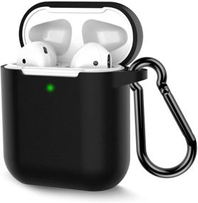 img 4 attached to 🖤 Premium Black Coffea Silicone Case with Keychain for Apple AirPods 2 - Ultimate Protection+