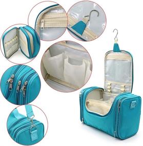 img 2 attached to 🧳 Hipiwe Hanging Travel Toiletry Bag/Shaving Dopp Kit/Makeup Bag Organizer- Business & Vacation (13.39"x 6.1"x 8.27") Blue Storage Pack