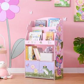 img 2 attached to 🌈 Magical Garden Kids 3-Tier Wooden Bookshelf with Storage Drawer in Multicolor - Fantasy Fields