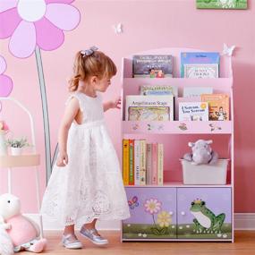 img 3 attached to 🌈 Magical Garden Kids 3-Tier Wooden Bookshelf with Storage Drawer in Multicolor - Fantasy Fields