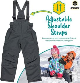 img 1 attached to 🧣 Waterproof Khombu Fit-1304 Snow Bib for Kids, Enhancing Base Layer Warmth & Dryness, Elastic Waistband, and Foot Stirrups