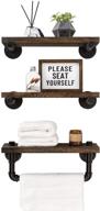 rustic wall mounted wood shelving storage set of 3 - mkono floating shelves with industrial pipe brackets, towel bar, farmhouse home decor for bathroom, bedroom, kitchen, living room, office logo