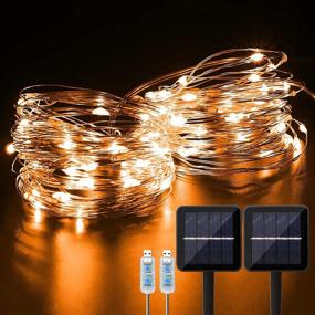 img 4 attached to 🌞 COOLAPA 2-Pack 100LED Solar Fairy Lights - 33FT Outdoor/Indoor, 8 Lighting Modes, USB Charging, Blue, Waterproof Garden Lights for Patio Camp