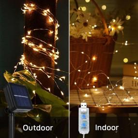 img 1 attached to 🌞 COOLAPA 2-Pack 100LED Solar Fairy Lights - 33FT Outdoor/Indoor, 8 Lighting Modes, USB Charging, Blue, Waterproof Garden Lights for Patio Camp