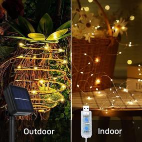 img 2 attached to 🌞 COOLAPA 2-Pack 100LED Solar Fairy Lights - 33FT Outdoor/Indoor, 8 Lighting Modes, USB Charging, Blue, Waterproof Garden Lights for Patio Camp