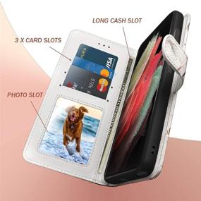 img 2 attached to 📱 Shields Up Galaxy S21 Ultra Wallet Case - Detachable Magnetic Wallet Case, Durable & Slim with Card Slots & Wrist Strap, Vegan Leather Shockproof Cover for Samsung Galaxy S21 Ultra 5G | Marble Finish