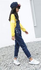 img 1 attached to 👧 Stylish and Comfortable Girls' Strecthy Ripped Overalls: Jumpsuits & Rompers Collection