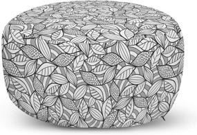 img 4 attached to Leaves Ottoman Pouf - Ambesonne Abstract Foliage Pattern with Scales Lines Design Doodle Style Illustration - Decorative Soft Foot Rest with Removable Cover for Living Room and Bedroom - Black and White