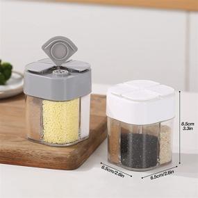 img 3 attached to 🧂 Multipurpose 2 Pack Plastic Salt and Pepper Shaker: 4 in 1 Spice Dispenser for Convenience in Kitchen, Travel, and BBQ