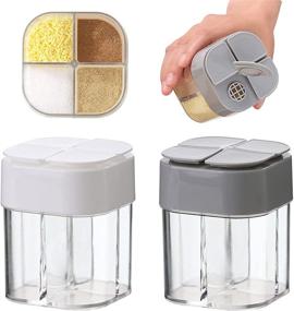 img 4 attached to 🧂 Multipurpose 2 Pack Plastic Salt and Pepper Shaker: 4 in 1 Spice Dispenser for Convenience in Kitchen, Travel, and BBQ