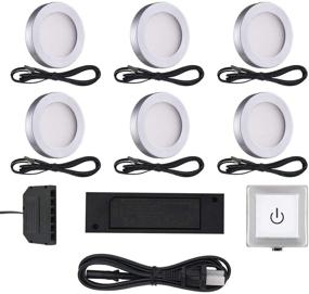 img 4 attached to 🔦 VST 6 Pack LED Puck Light Kit with Touch Dimmer Switch, ETL Listed Under Cabinet Lighting, Easy Adhesive Mounted, Warm White (3000K), in Silver Finish