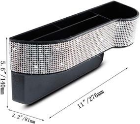 img 2 attached to Car Seat Gap Filler Console: White Bling Bling Storage Organizer with Cup Holder