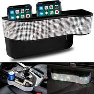 car seat gap filler console: white bling bling storage organizer with cup holder logo