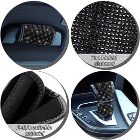 img 2 attached to 14-Piece Bling Car Accessories Set with Black Bling Seat Belt Cover, Door Handle Cover, 💎 Shift Gear Cover, USB Car Charger, Cup Holder Coasters, Start Button Rings, and Valve Stem Caps