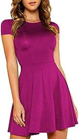 img 4 attached to 👗 Stylish & Comfortable: Milumia Women's V Back Fit and Flare Short Sleeve Stretchy Short Swing Mini Basic Dress