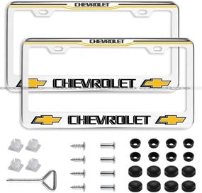 img 3 attached to 🚗 Стильные рамки для номерных знаков с блестящим серебристым покрытием и логотипом - Комплект из 2 штук, с винтами - Подходят для стандартных американских автомобильных рамок - идеально подходят для Chevy Silver.