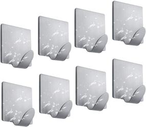 img 4 attached to 🧲 Fotosnow Stainless Steel Adhesive Hooks - Heavy Duty, Waterproof Wall Hooks for Hanging Coats, Hats, Towels, Robes - Ideal for Bathroom and Bedroom - Pack of 8