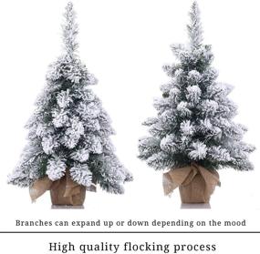 img 3 attached to 🎄 20-Inch Snow Flocked Pre-Lit Artificial Mini Christmas Tree with 20 LED Lights, 70 Branch Tips, Burlap Base – Desktop Xmas Tree (50cm)