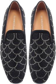 img 4 attached to ELANROMAN Loafers Fashion Rhinestones Moccasins Men's Shoes in Loafers & Slip-Ons