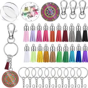 img 4 attached to Stylish Acrylic Keychain with Leather Pendant: Perfect for Beading & Jewelry Making