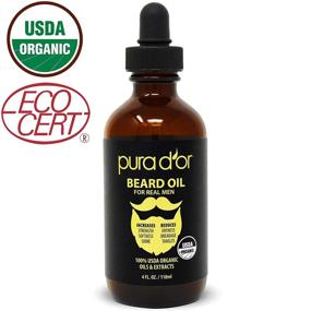 img 2 attached to PURA D'OR Beard Oil: USDA Organic 100% Pure Natural Leave-In Conditioner - Argan & Jojoba Oil for Mustache Care & Maintenance | 4oz / 118mL | Enhances Softness & Strength for Men (Packaging Varies)