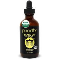 pura d'or beard oil: usda organic 100% pure natural leave-in conditioner - argan & jojoba oil for mustache care & maintenance | 4oz / 118ml | enhances softness & strength for men (packaging varies) logo