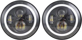 img 1 attached to 🚙 Комплект фар ANR Jeep 7 дюймов Черные светодиодные фары - белое кольцо Angel Eye Halo DRL и оранжевые указатели поворота - идеально подходят для Jeep Wrangler JK LJ CJ - универсальная замена фар диаметром 7 дюймов.