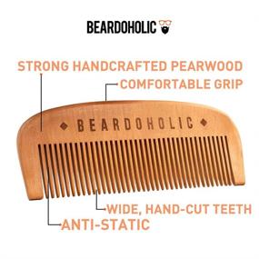 img 3 attached to 🧔 Beardoholic Beard Comb - Wide Teeth, Anti-Static, Eliminates Tangles - Handmade 100% Pearwood Design - Gift Box Included