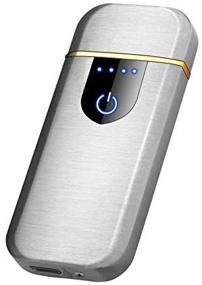 img 3 attached to 🔥 Silver Navpeak USB Lighter - Fingerprint Touch Sensing, Windproof, Electric Rechargeable & Flameless for Cigarette