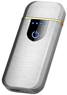 🔥 silver navpeak usb lighter - fingerprint touch sensing, windproof, electric rechargeable & flameless for cigarette logo