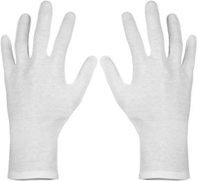 img 4 attached to Paxcoo XL White Cotton Gloves - Ultimate Hand Care for Dryness, Eczema and Jewelry Inspection