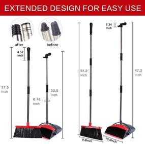 img 3 attached to 🧹 Tiumso Broom and Dustpan Set for Home - Upright Standing Dustpan with Long Handle, Ideal for Room, Kitchen, Office, Lobby Floor Use