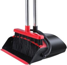 img 4 attached to 🧹 Tiumso Broom and Dustpan Set for Home - Upright Standing Dustpan with Long Handle, Ideal for Room, Kitchen, Office, Lobby Floor Use