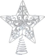 🌟 aneco 10-inch glittered metal christmas tree topper star for festive home decor logo