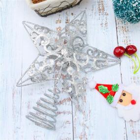img 1 attached to 🌟 Aneco 10-inch Glittered Metal Christmas Tree Topper Star for Festive Home Decor