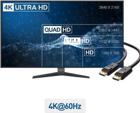 img 1 attached to 🔌 Cable Matters 2-Pack 6 Feet 4K DisplayPort to DisplayPort Cable - High Refresh Rate and Crystal Clear Display Support for 2K and 4K Monitors