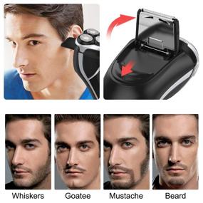 img 1 attached to 🪒 MAX-T Corded and Cordless Rechargeable 3D Rotary Shaver Razor for Men with Pop-up Sideburn Trimmer - Wet and Dry Shaving, Wall Adapter Included - 100-240V Universal Voltage