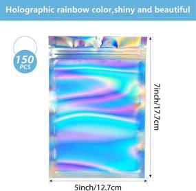 img 3 attached to 🌈 150-Piece Holographic Bags: Resealable Smell Proof Bags for Food Storage, Coffee Beans, Candy & Jewelry Packaging