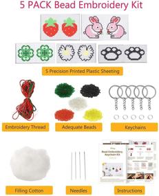 img 3 attached to 🎁 5 Pack Bead Embroidery Kit for Kids - Cute & Usable DIY Crafts Keychain Ornaments, Needlepoint Crafts Pattern - Perfect Gift for Counted Cross Stitch Enthusiasts