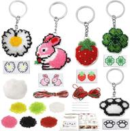 🎁 5 pack bead embroidery kit for kids - cute & usable diy crafts keychain ornaments, needlepoint crafts pattern - perfect gift for counted cross stitch enthusiasts logo