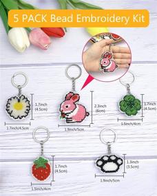 img 2 attached to 🎁 5 Pack Bead Embroidery Kit for Kids - Cute & Usable DIY Crafts Keychain Ornaments, Needlepoint Crafts Pattern - Perfect Gift for Counted Cross Stitch Enthusiasts