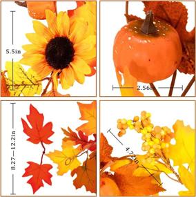 img 2 attached to 🍁 Whaline 6FT Fall Maple Leaf Garland Artificial Hanging Vine with Autumn Sunflower, Pumpkin, and Berries Decoration – Includes 2 Hooks for Wedding, Thanksgiving, Fireplace, Door Frame, Doorway, and Backdrop Decor