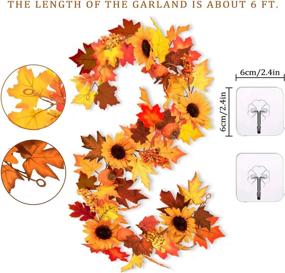 img 3 attached to 🍁 Whaline 6FT Fall Maple Leaf Garland Artificial Hanging Vine with Autumn Sunflower, Pumpkin, and Berries Decoration – Includes 2 Hooks for Wedding, Thanksgiving, Fireplace, Door Frame, Doorway, and Backdrop Decor