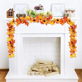 img 1 attached to 🍁 Whaline 6FT Fall Maple Leaf Garland Artificial Hanging Vine with Autumn Sunflower, Pumpkin, and Berries Decoration – Includes 2 Hooks for Wedding, Thanksgiving, Fireplace, Door Frame, Doorway, and Backdrop Decor