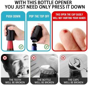 img 3 attached to 🍻 【2 PACK】 Push Down-Pop Off Magnetic Beer Bottle Opener with Cap Catcher - No Cap Damage, Automatic Decapitator, Easy One-Hand Operation, Cool Bartender Tool for Opening Beer/Soda Bottles