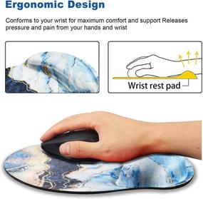 img 1 attached to 🖱️ Ergonomic Mouse Pad with Wrist Rest Gel Support - ArtSo Non Slip Rubber Base for Home, Office & Gaming - Blue Marble Design