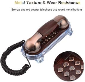 img 1 attached to 📞 Vintage Mini Corded Telephone with Blue Backlight & Flashlight for Home/Hotel - Red Copper Landline Phone